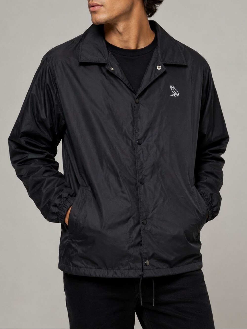 OVO Drake Essentials Windbreaker Coach Jacket Black Men’s Size Medium Streetwear